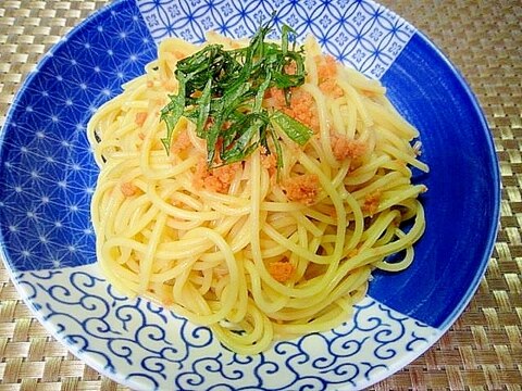 鮭フレークと大葉のパスタ